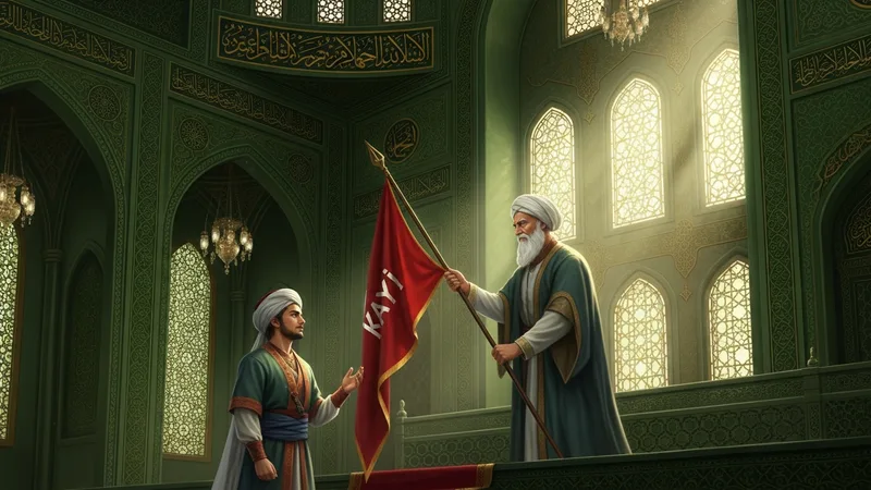 Osman Gazi'nin Ertuğrul Gazi'den Sancağı Devralması Tasviri