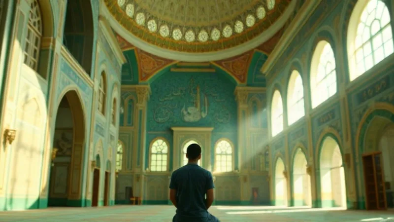 rabıta nedir sorusunu anlatan cami içinde tefekkür eden kişi tasviri