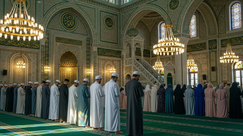 Müslümanların Ramazan ayında teravih namazı kılarkenki görüntüsü