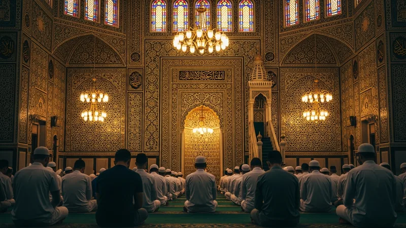 Camide Kur'an okuyan bir grup Müslüman