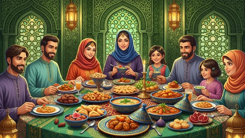 İftar sofrasında bir araya gelen Müslümanlar