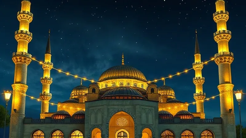 Regaib Kandili minare mahyası ve mescid manzarası
