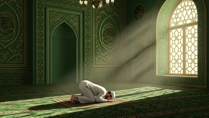 Sabah duasını okuyan bir Müslüman'ın huzurlu görüntüsü