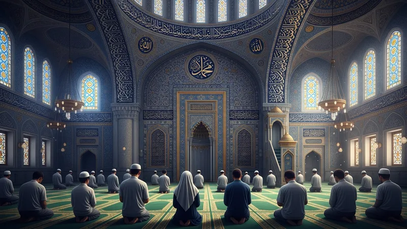 Camide sabah namazı kılan insanlar