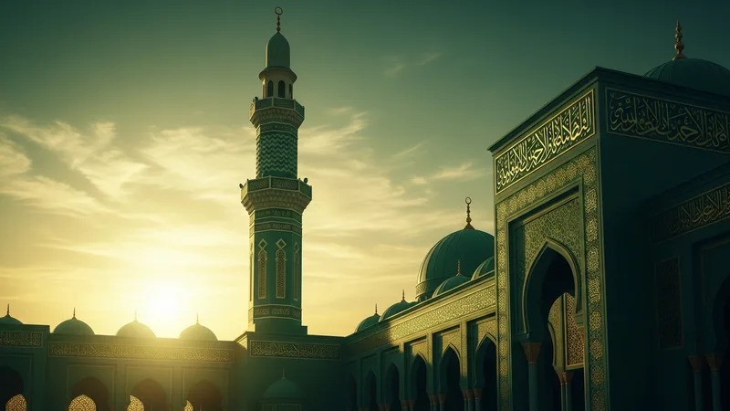 sabah ezanı minaresi, altın şafak vakti, islami sanat