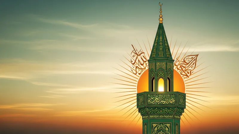 Cami minaresinden sabah ezanı okunurken, güneşin doğuşu