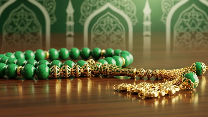 Namaz tesbihi çeken bir el, ahşap zemin üzerinde