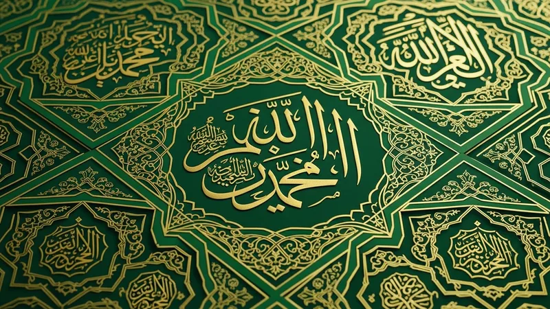 yeşil ve altın renkli islami desenler