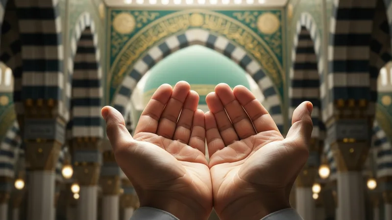 Namaz kılan bir müslüman, secde halinde, cami içinde