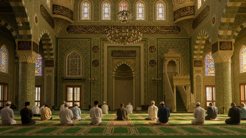 Takva sahibi müminlerin huzurlu bir şekilde ibadet etmesi Islamic art style