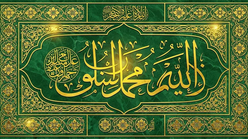 Tebbet Suresi'nin Arapça hat sanatı ile yazılmış bir görseli