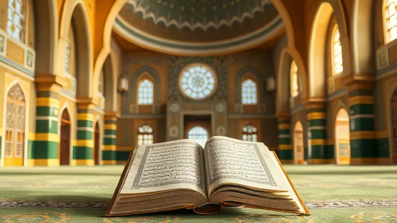 Tegabun Suresi meali ve ayet anlamlarını gösteren huzurlu cami iç mekânı