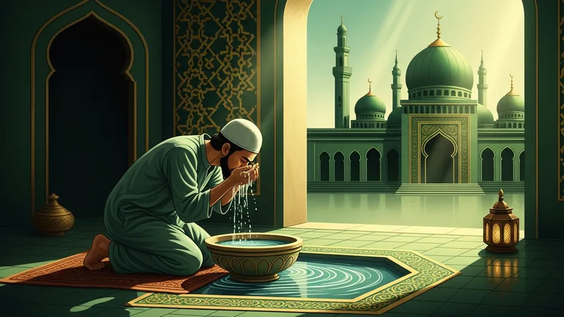teheccüd namazı için abdest alan bir kişi
