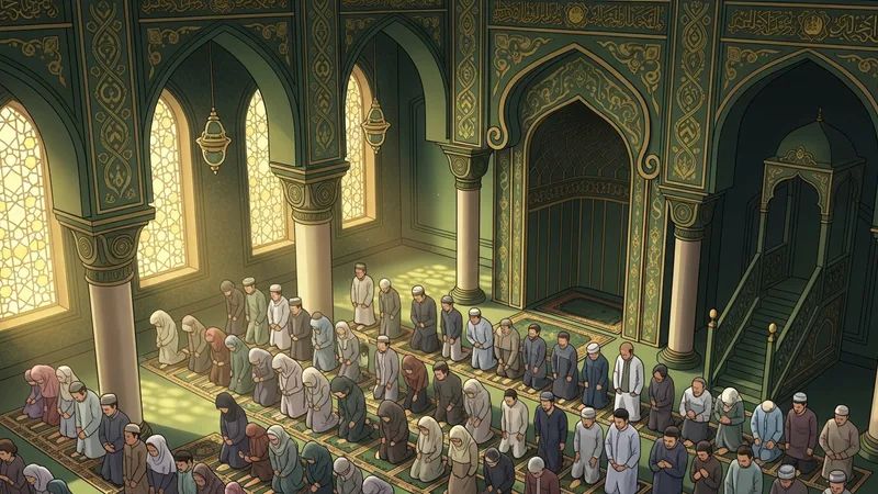 Cemaatle teravih namazı kılan müslümanlar