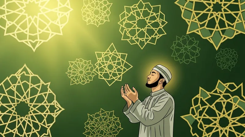 Tevbe eden bir müminin ellerini açmış dua ederken çizimi