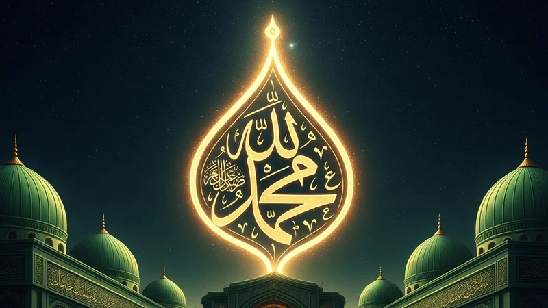 Kabe'nin üzerinde parlayan Kelime-i Tevhid hat sanatı