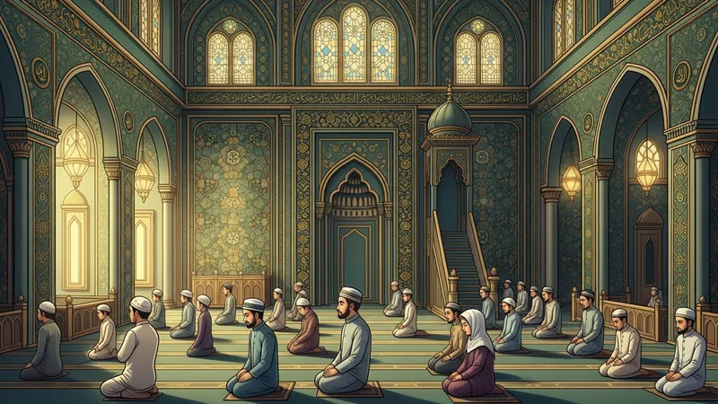 Teravih namazı kılınan bir cami içi görseli