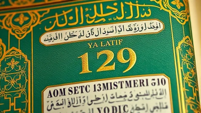 Ebced hesabı 129 sayısı ve Ya Latif zikri fazileti tablosu