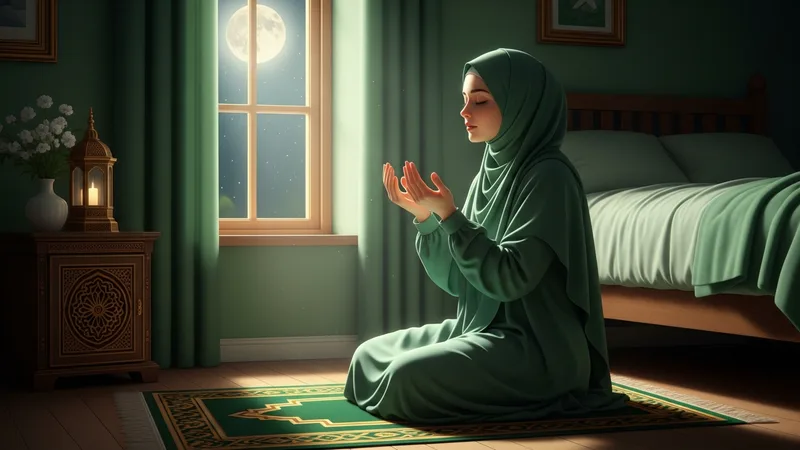 Yatağında dua eden bir müslüman