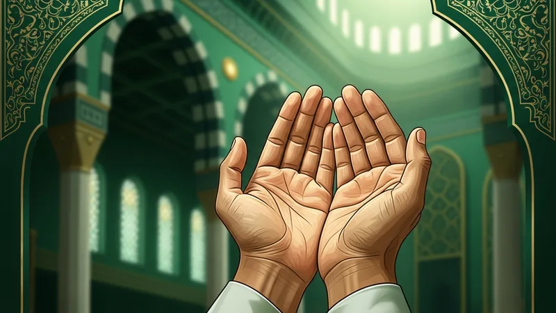 yatsı namazı esnasında elleriyle dua eden bir müslüman
