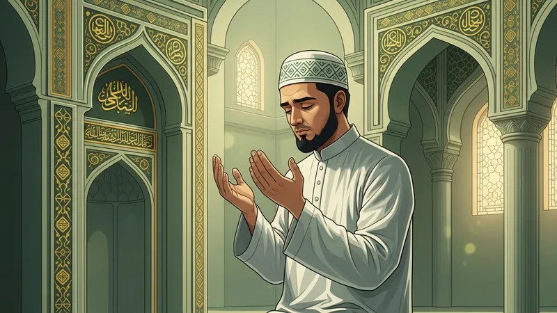 yatsı namazı kılarken ellerini açmış bir müslüman