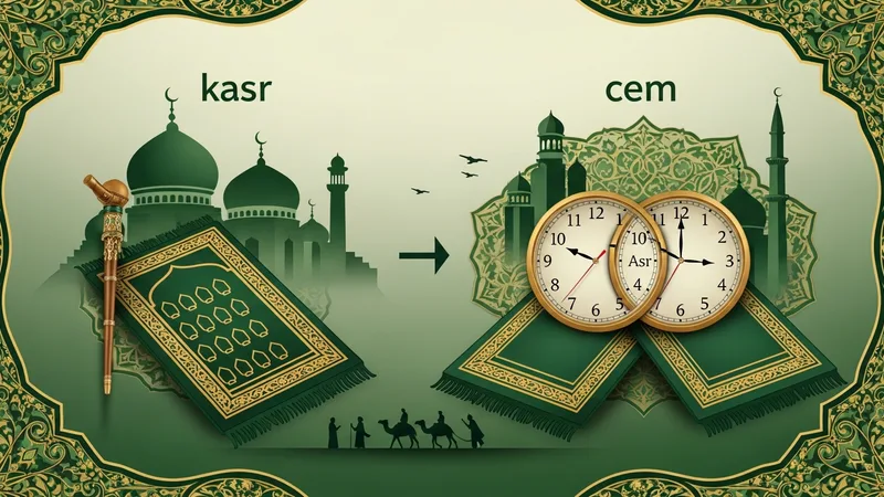 Yolculukta namaz kılmanın inceliklerini gösteren, İslam sanatı tarzında bir illüstrasyon