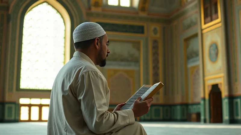 Zariyat Suresi Latin harfli okunuşu için Kur'an okuyan kişi temalı çizim