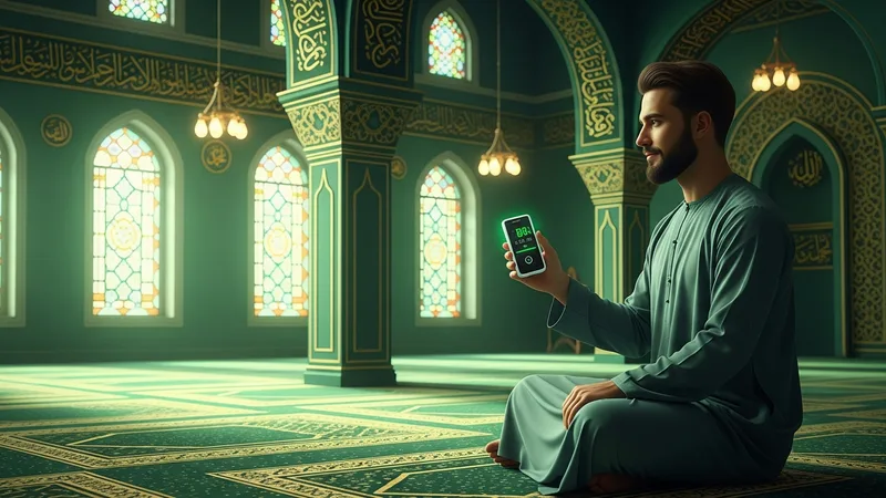 Zikirmatik kullanan bir müslümanın görseli, huzurlu bir atmosferde
